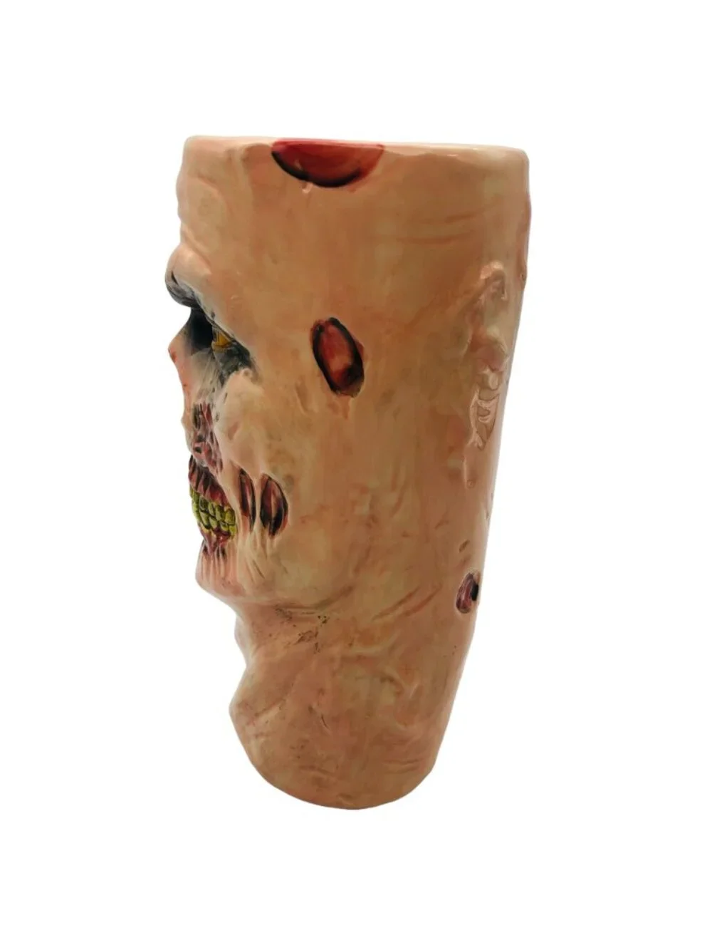 Zombie Head Ceramic Halloween Tumbler Vase Hand-Painted 3D Creepy Decor 10” Tall